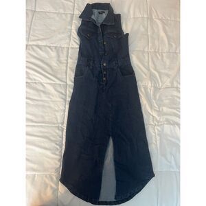 Bebe Women's Dark Denim Sleeveless Button-Down Maxi Dress - Size S